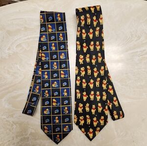Lot of 2 Neckties Winnie The Pooh Men's Disney Neck tie